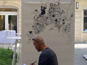 Jun-gi Kim public drawing Paris France