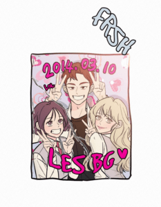 Soo-Ae, Minwoo et Lime dans le webtoon de romance school life Opération : True Love